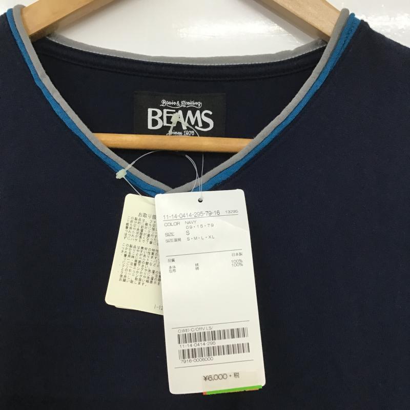 ビームス BEAMS カットソー 長袖 長袖カットソー Vネックカットソー S 無地 紺 / ネイビー / navy メンズ USED 古着 中古 10160451