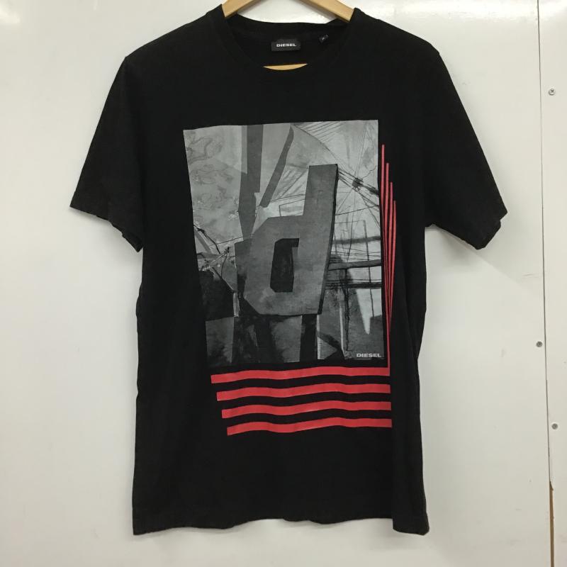 ディーゼル DIESEL Tシャツ 半袖 半袖カットソー プリントTシャツ クルーネックカットソー S プリント 黒 / ブラック / black メンズ USED 古着 中古 10160453