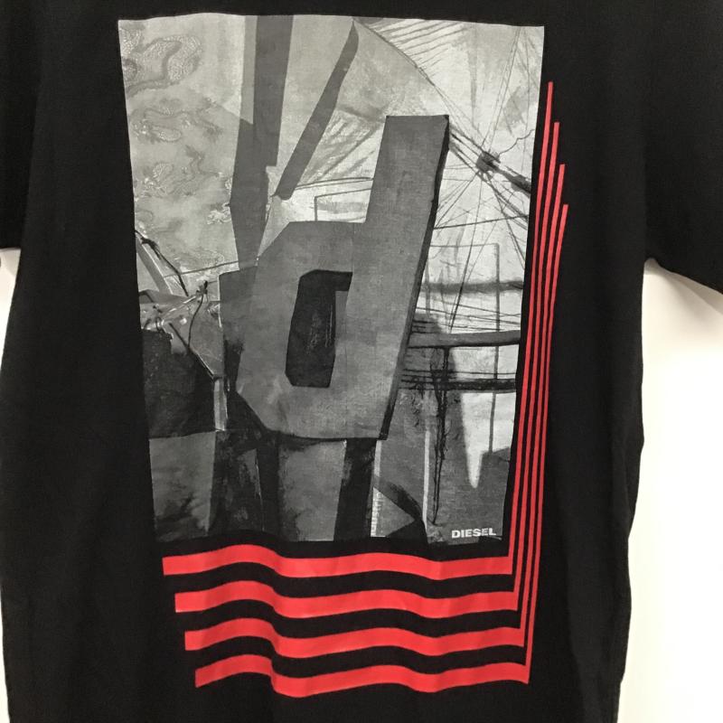 ディーゼル DIESEL Tシャツ 半袖 半袖カットソー プリントTシャツ クルーネックカットソー S プリント 黒 / ブラック / black メンズ USED 古着 中古 10160453