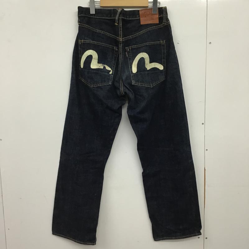 エヴィス EVISU パンツ デニム、ジーンズ デニムパンツ ワイドパンツ カジュアルパンツ 31インチ ロゴ、文字 インディゴ / インディゴ / Indigo メンズ USED 古着 中古 10160458