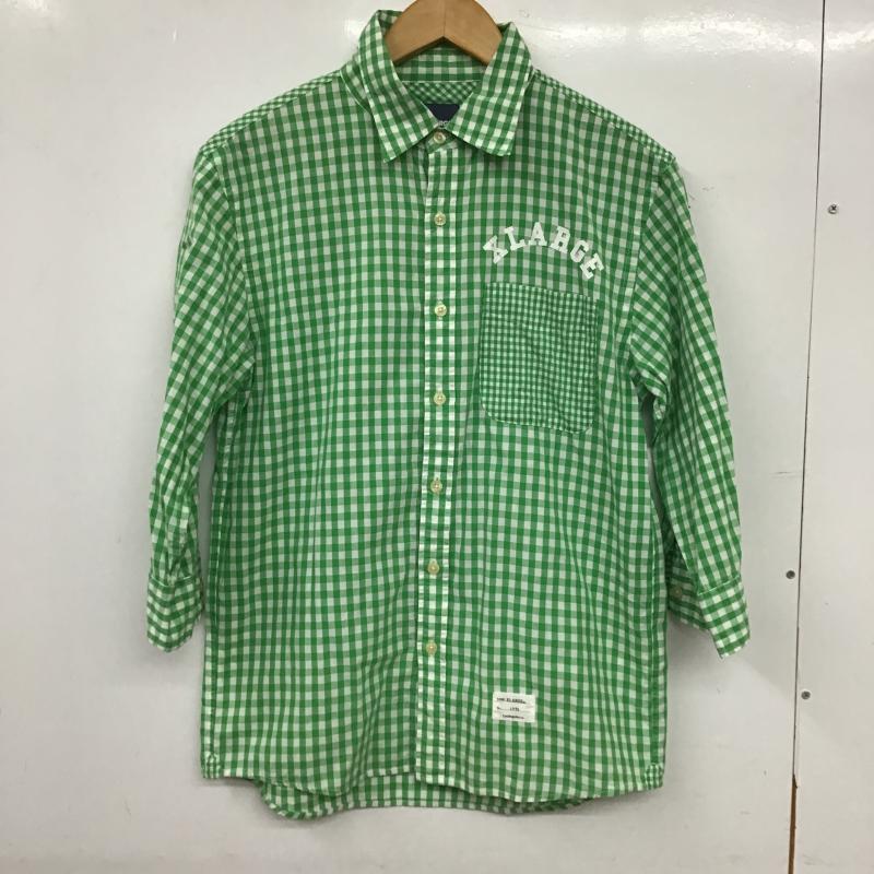 エクストララージ XLARGE シャツ、ブラウス 七分袖 チェックシャツ カジュアルシャツ M チェック 白 / ホワイト / white X 黄緑 / イエローグリーン / メンズ USED 古着 中古 10160476