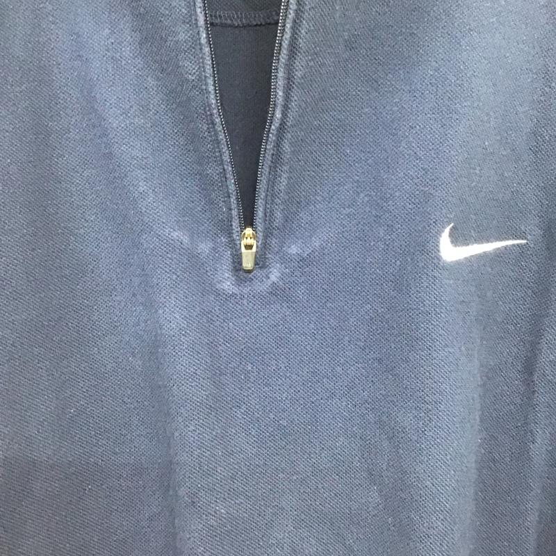 ナイキ NIKE ポロシャツ 半袖 半袖ポロシャツ カラーシャツ 半袖カットソー L ロゴ、文字 紺 / ネイビー / navy メンズ USED 古着 中古 10160480