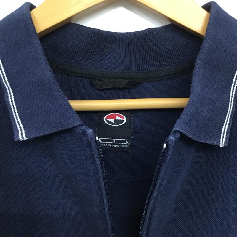 ナイキ NIKE ポロシャツ 半袖 半袖ポロシャツ カラーシャツ 半袖カットソー L ロゴ、文字 紺 / ネイビー / navy メンズ USED 古着 中古 10160480