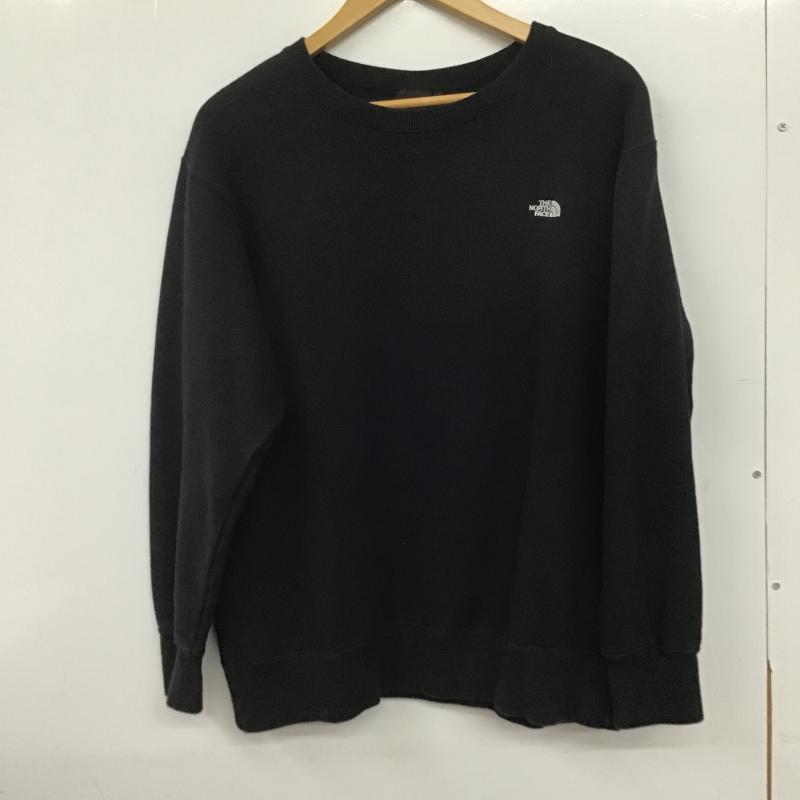 ザノースフェイス THE NORTH FACE トレーナー 長袖 長袖トレーナー スウェット クルーネック プルオーバー XL ロゴ、文字 黒 / ブラック / black メンズ USED 古着 中古 10160487