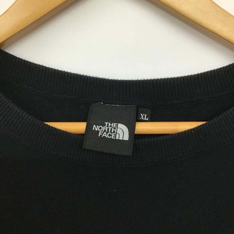 ザノースフェイス THE NORTH FACE トレーナー 長袖 長袖トレーナー スウェット クルーネック プルオーバー XL ロゴ、文字 黒 / ブラック / black メンズ USED 古着 中古 10160487