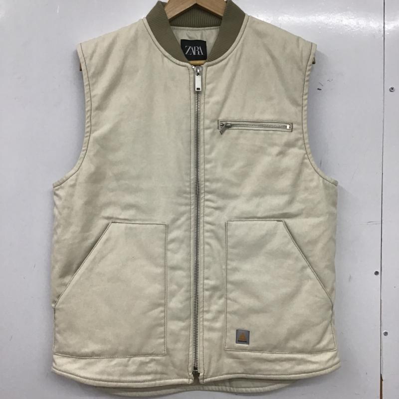 ザラ ZARA ベスト ベスト ジップアップベスト ノースリーブカットソー アウター S 無地 アイボリー / アイボリー / メンズ USED 古着 中古 10160514