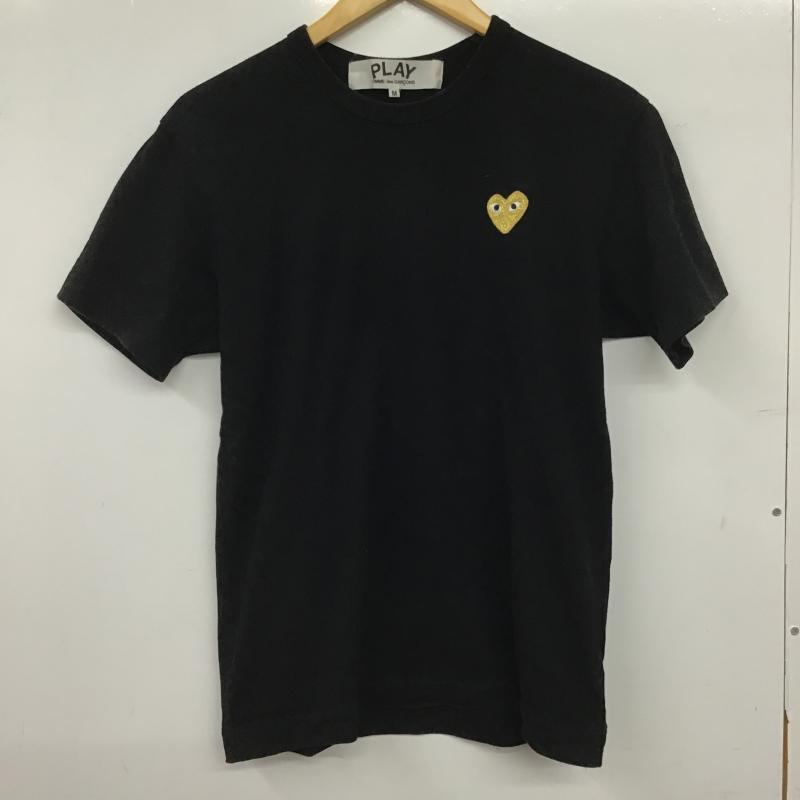 プレイコムデギャルソン PLAY COMME des GARCONS Tシャツ 半袖 半袖カットソー プリントTシャツ クルーネックカットソー M ロゴ、文字 黒 / ブラック / black メンズ USED 古着 中古 10160520