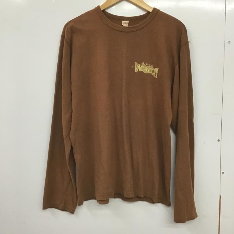 フラットヘッド FLATHEAD カットソー 長袖 長袖カットソー プリントカットソー クルーネック 42 プリント 茶 / ブラウン / brown メンズ USED 古着 中古 10160522