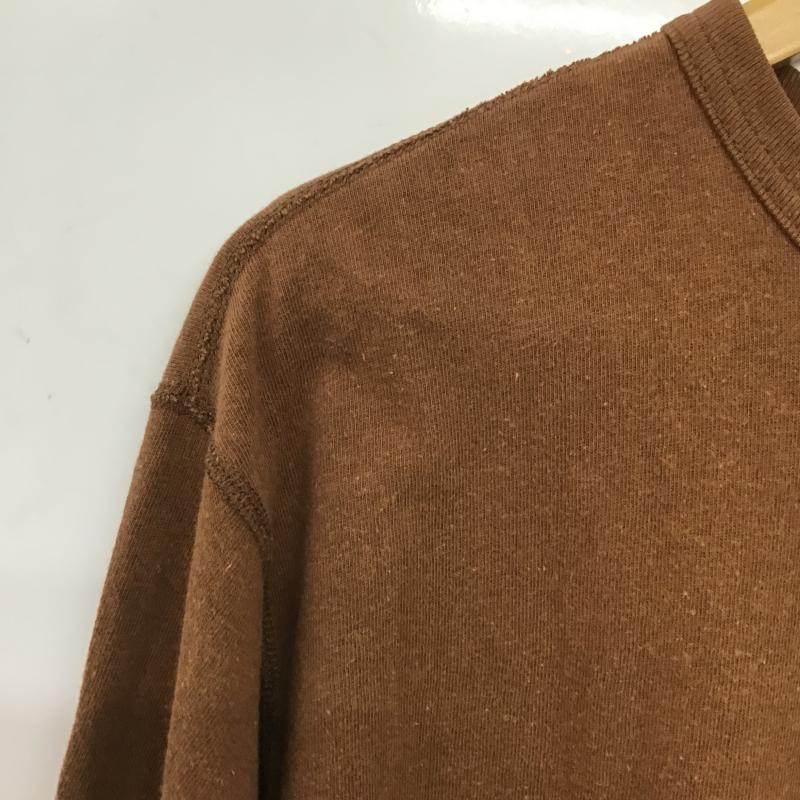 フラットヘッド FLATHEAD カットソー 長袖 長袖カットソー プリントカットソー クルーネック 42 プリント 茶 / ブラウン / brown メンズ USED 古着 中古 10160522