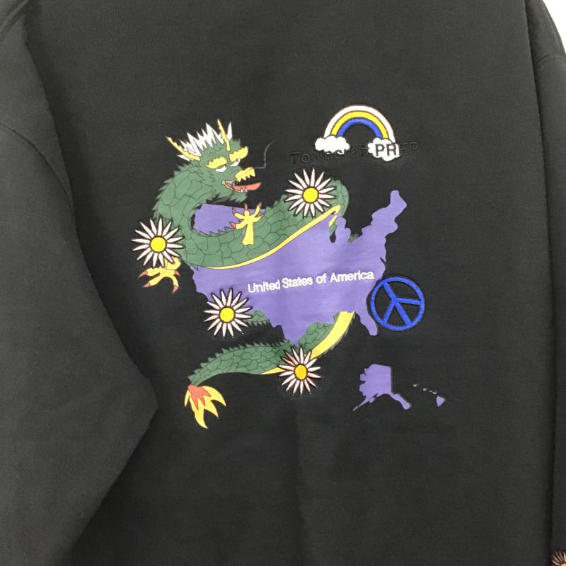 タウンクラフト TOWNCRAFT トレーナー 長袖 長袖トレーナー スウェット クルーネック プルオーバー L 刺繍 黒 / ブラック / black メンズ USED 古着 中古 10160524