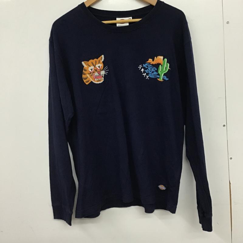 ディッキーズ Dickies カットソー 長袖 長袖カットソー 刺繍カットソー クルーネック XL 刺繍 紺 / ネイビー / navy メンズ USED 古着 中古 10160526