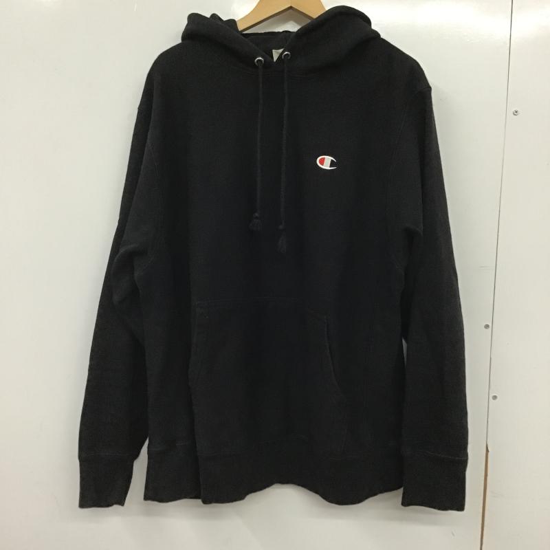 チャンピオン Champion パーカー 長袖 長袖パーカー プルオーバーパーカー スウェット L ロゴ、文字 黒 / ブラック / black メンズ USED 古着 中古 10160530