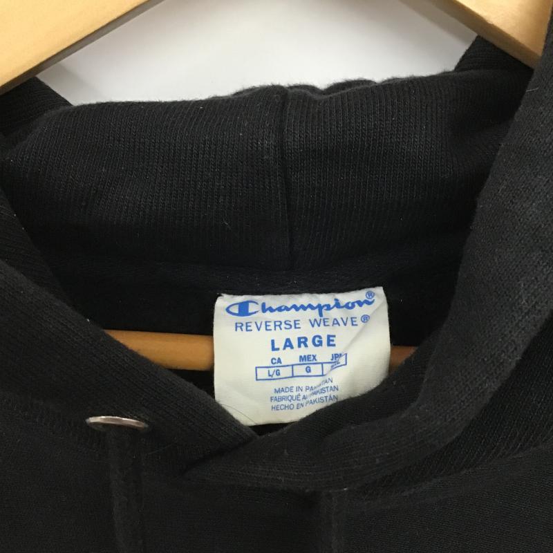 チャンピオン Champion パーカー 長袖 長袖パーカー プルオーバーパーカー スウェット L ロゴ、文字 黒 / ブラック / black メンズ USED 古着 中古 10160530