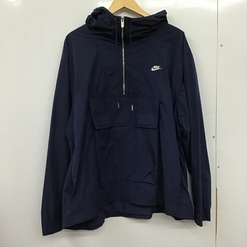 ナイキ NIKE パーカー 長袖 長袖パーカー プルオーバーパーカー ナイロン XXL ロゴ、文字 紺 / ネイビー / navy メンズ USED 古着 中古 10160543