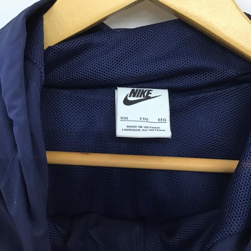 ナイキ NIKE パーカー 長袖 長袖パーカー プルオーバーパーカー ナイロン XXL ロゴ、文字 紺 / ネイビー / navy メンズ USED 古着 中古 10160543