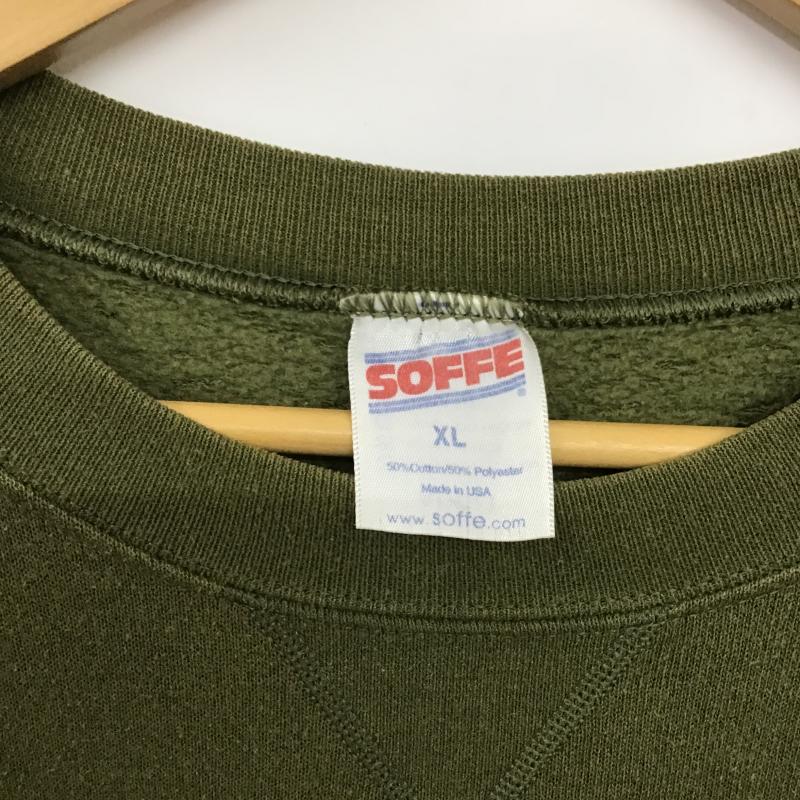 ソフィー SOFFE トレーナー 長袖 長袖トレーナー スウェット クルーネック プルオーバー XL プリント カーキ / カーキ / khaki メンズ USED 古着 中古 10160548