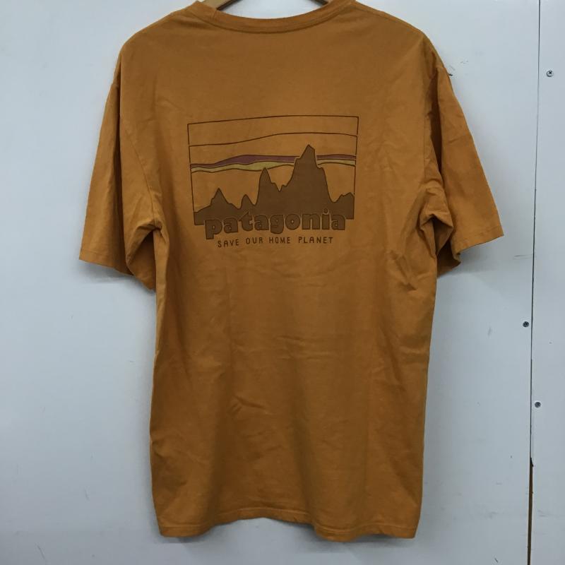 パタゴニア patagonia Tシャツ 半袖 半袖カットソー プリントTシャツ クルーネックカットソー S ロゴ、文字 橙 / オレンジ / orange メンズ USED 古着 中古 10160558