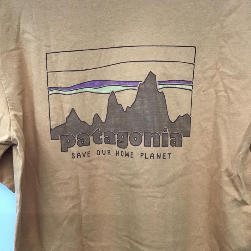 パタゴニア patagonia Tシャツ 半袖 半袖カットソー プリントTシャツ クルーネックカットソー S ロゴ、文字 橙 / オレンジ / orange メンズ USED 古着 中古 10160558