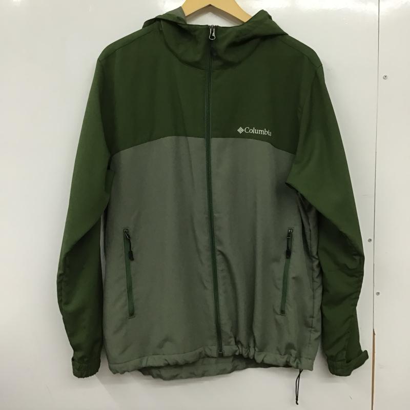 コロンビア Columbia ジャケット、上着 ジャンパー、ブルゾン ジップアップジャケット パーカージャケット アウター L ロゴ、文字 緑 / グリーン / green メンズ USED 古着 中古 10160569