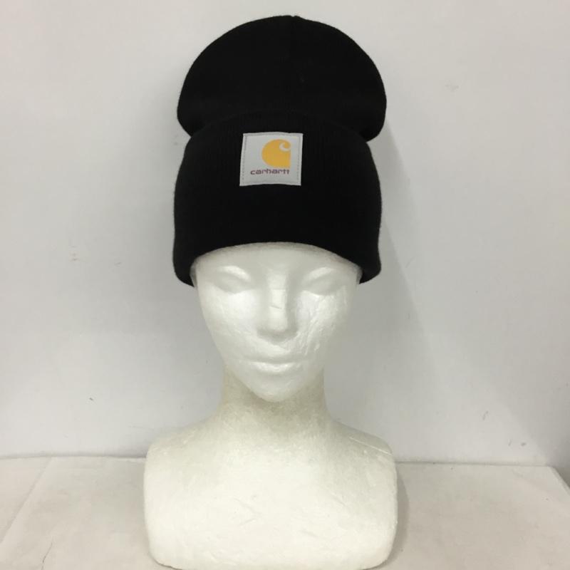 カーハート Carhartt 帽子 ニット帽 ビーニー スクエアロゴ ロゴ、文字 黒 / ブラック / black メンズ USED 古着 中古 10160575