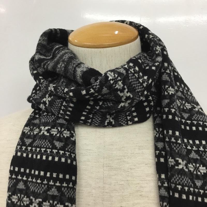 コムデギャルソンオム COMME des GARCONS HOMME マフラー マフラー HH-K408 ノルディック柄 ウール 総柄 黒 / ブラック / black X 白 / ホワイト / white X 灰 / グレー / gray メンズ USED 古着 中古 10160590
