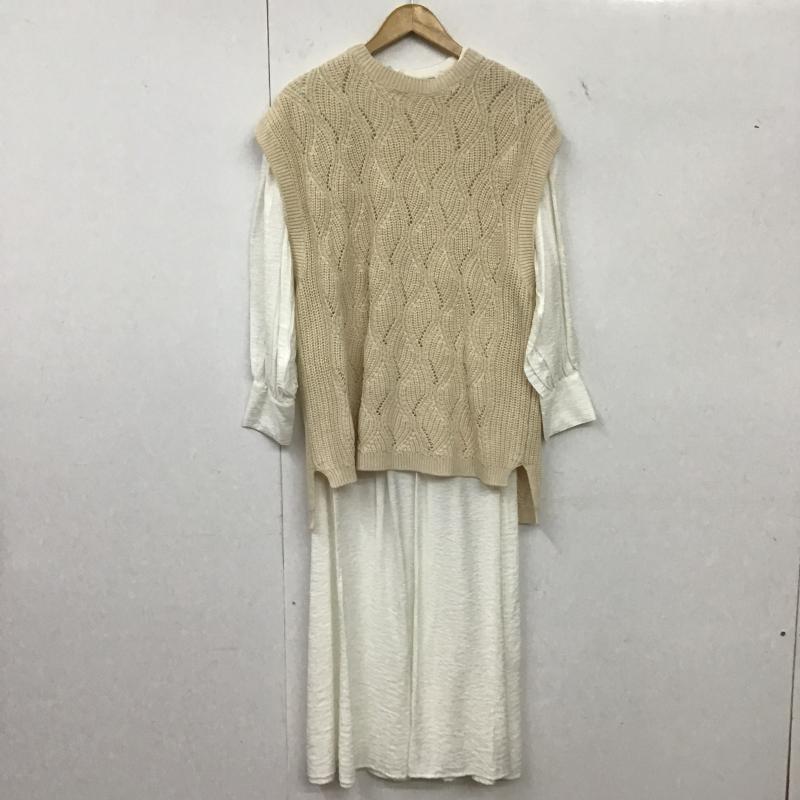 ローリーズファーム LOWRYS FARM ワンピース ロングスカート FREE 無地 白 / ホワイト / white X ベージュ / ベージュ / beige レディース USED 古着 中古 10160618