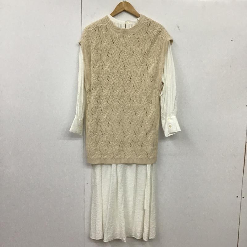 ローリーズファーム LOWRYS FARM ワンピース ロングスカート FREE 無地 白 / ホワイト / white X ベージュ / ベージュ / beige レディース USED 古着 中古 10160618