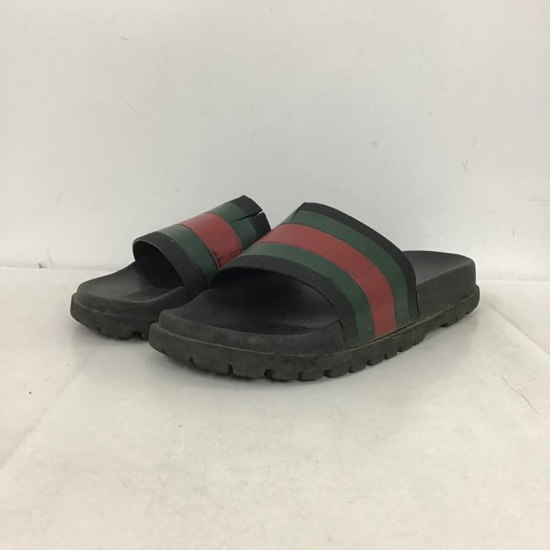 グッチ GUCCI サンダル サンダル 429469 ラバーメンズ スライドサンダル ロゴ、文字 黒 / ブラック / black X 赤 / レッド / red X 緑 / グリーン / green メンズ USED 古着 中古 10160619