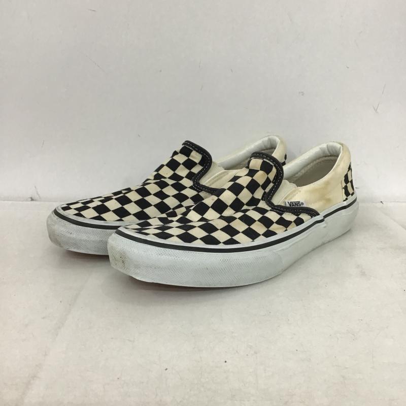 バンズ VANS スリッポン スリッポン V98CLA SLIP ON スニーカー 25.5m 25.5cm チェック 黒 / ブラック / black X アイボリー / アイボリー / メンズ USED 古着 中古 10160621
