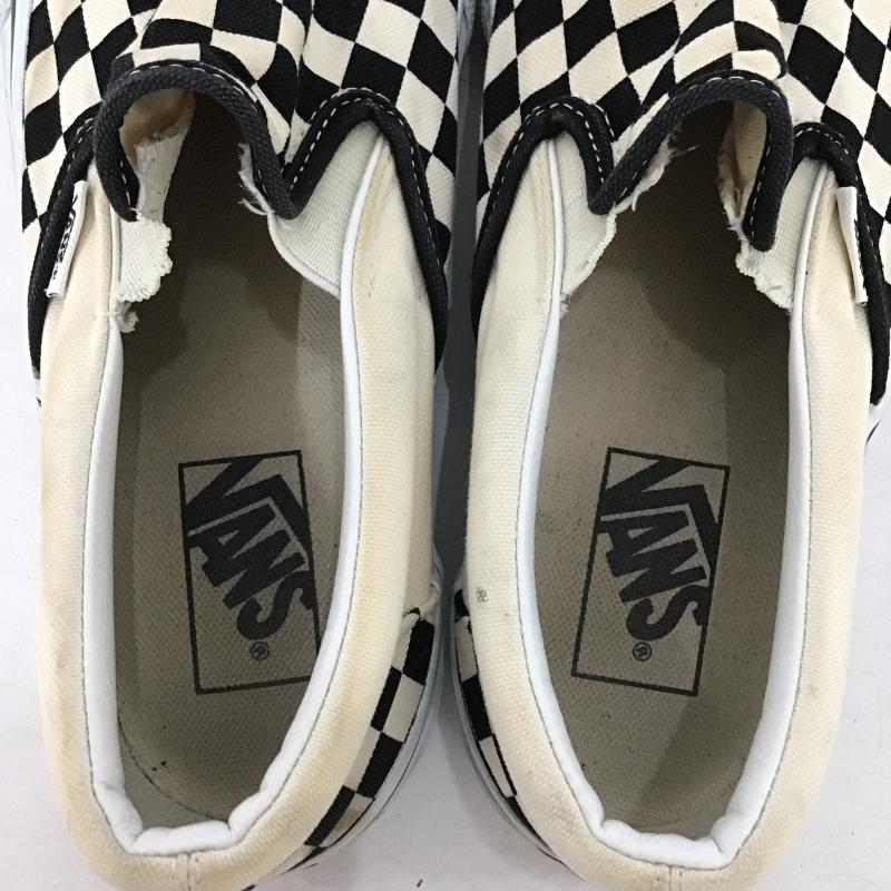 バンズ VANS スリッポン スリッポン V98CLA SLIP ON スニーカー 25.5m 25.5cm チェック 黒 / ブラック / black X アイボリー / アイボリー / メンズ USED 古着 中古 10160621