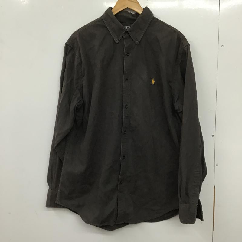 ポロバイラルフローレン Polo by RALPH LAUREN シャツ、ブラウス 長袖 長袖シャツ 刺繍シャツ カラーシャツ ロゴ、文字 茶 / ブラウン / brown メンズ USED 古着 中古 10160666