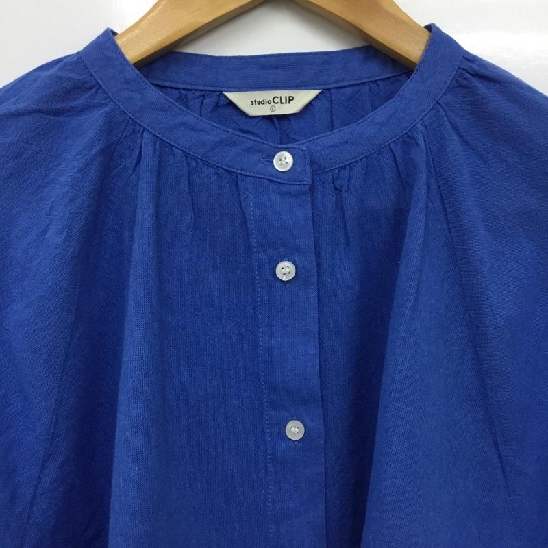 スタディオクリップ studio CLIP シャツ、ブラウス 半袖 L 無地 青 / ブルー / blue レディース USED 古着 中古 10160668