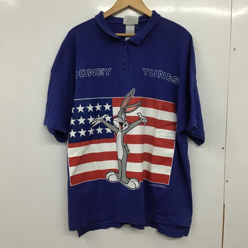 古着 USED ポロシャツ 半袖 半袖ポロシャツ カラーシャツ 半袖カットソー L プリント 青 / ブルー / blue メンズ USED 古着 中古 10160669