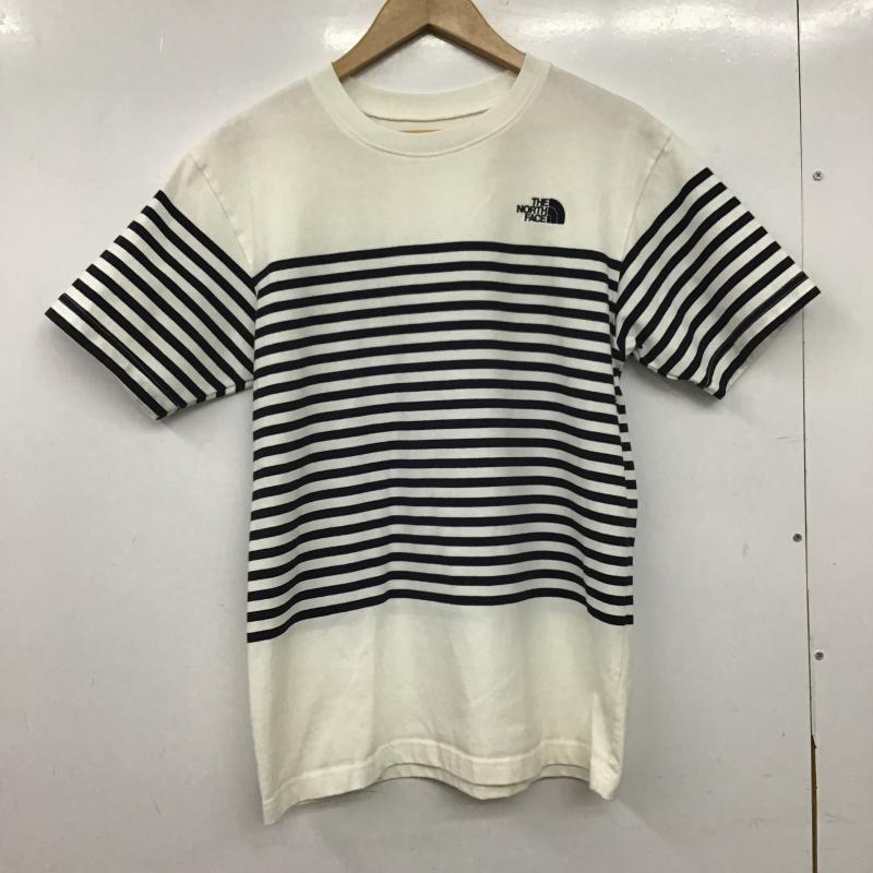 ザノースフェイス THE NORTH FACE Tシャツ 半袖 nt31950 半袖カットソー L ロゴ、文字 白 / ホワイト / white X 紺 / ネイビー / navy メンズ USED 古着 中古 10160688