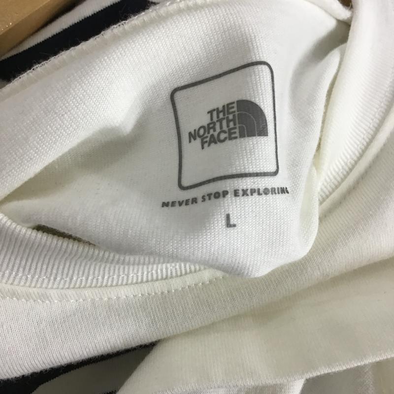 ザノースフェイス THE NORTH FACE Tシャツ 半袖 nt31950 半袖カットソー L ロゴ、文字 白 / ホワイト / white X 紺 / ネイビー / navy メンズ USED 古着 中古 10160688