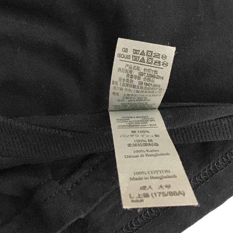 ギルダン GILDAN Tシャツ 半袖 半袖カットソー プリントTシャツ クルーネックカットソー L プリント 黒 / ブラック / black メンズ USED 古着 中古 10160690