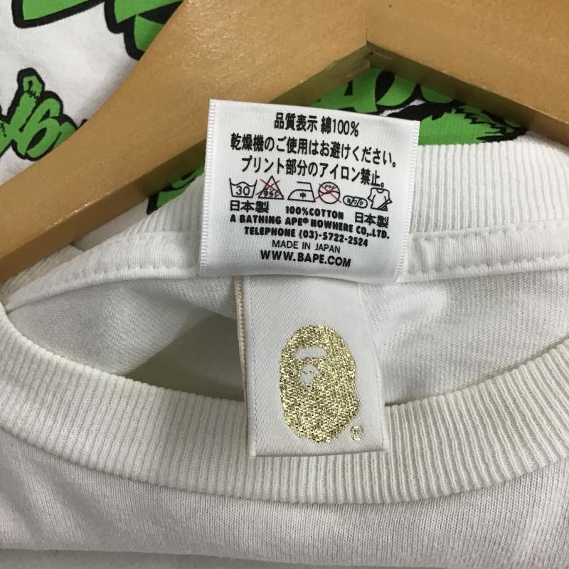 ベイプ BAPE Tシャツ 半袖 半袖カットソー プリントTシャツ クルーネックカットソー M プリント 白 / ホワイト / white メンズ USED 古着 中古 10160720
