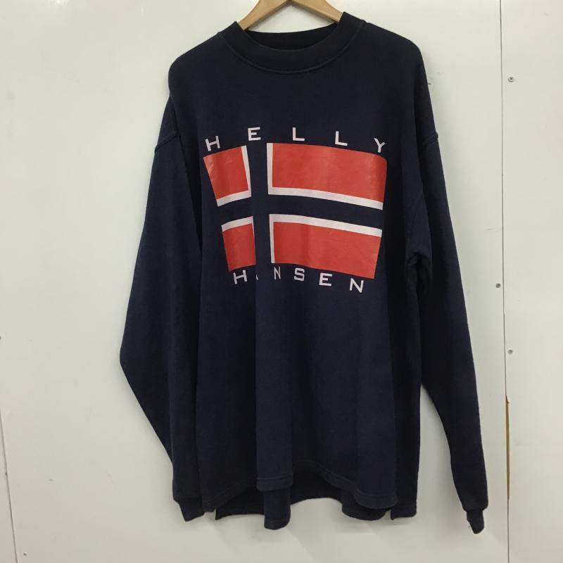 ヘリーハンセン HELLY HANSEN トレーナー 長袖 長袖トレーナー スウェット クルーネック プルオーバー L プリント 紺 / ネイビー / navy メンズ USED 古着 中古 10160722