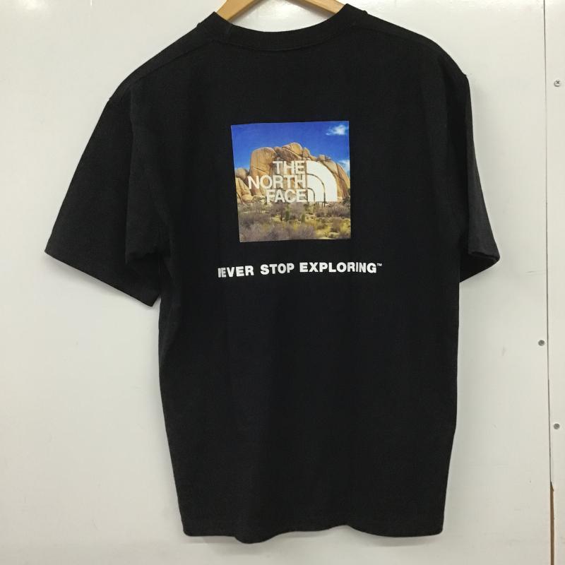 ザノースフェイス THE NORTH FACE Tシャツ 半袖 半袖カットソー プリントTシャツ クルーネックカットソー M ロゴ、文字 黒 / ブラック / black メンズ USED 古着 中古 10160723