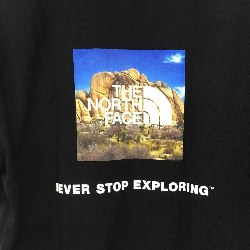 ザノースフェイス THE NORTH FACE Tシャツ 半袖 半袖カットソー プリントTシャツ クルーネックカットソー M ロゴ、文字 黒 / ブラック / black メンズ USED 古着 中古 10160723