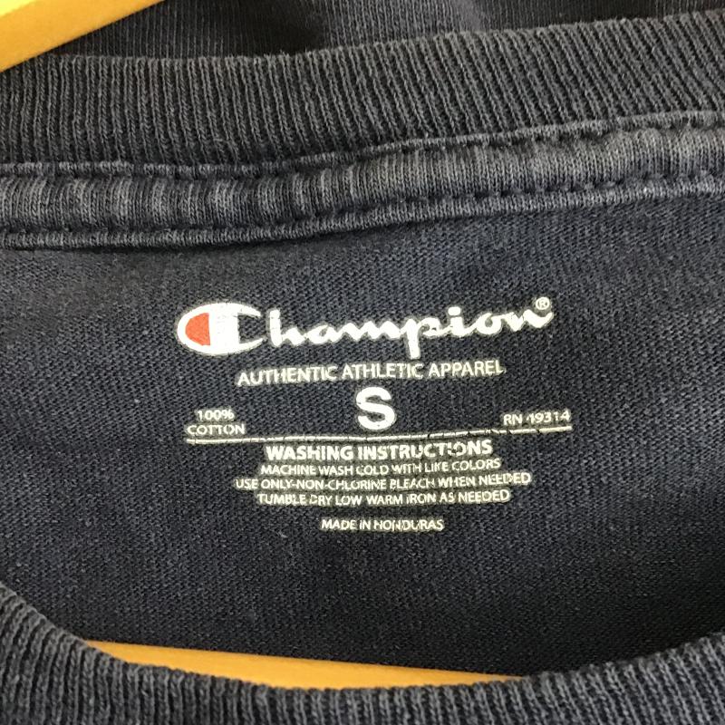 チャンピオン Champion Tシャツ 半袖 半袖カットソー プリントTシャツ クルーネックカットソー S プリント 紺 / ネイビー / navy メンズ USED 古着 中古 10160725