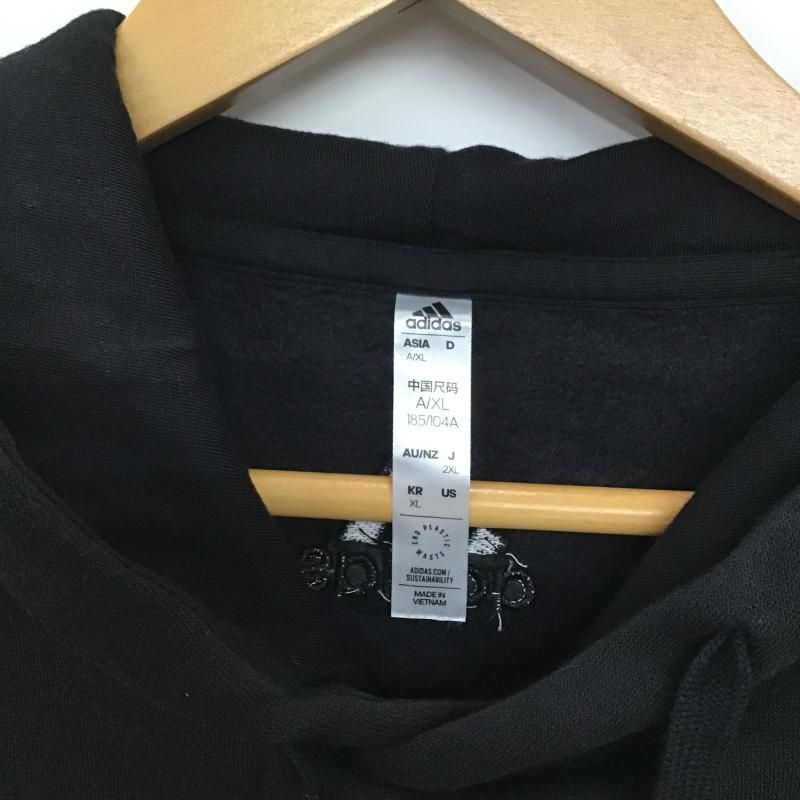 アディダス adidas パーカー 長袖 長袖パーカー プルオーバーパーカー スウェット XXL ロゴ、文字 黒 / ブラック / black メンズ USED 古着 中古 10160728