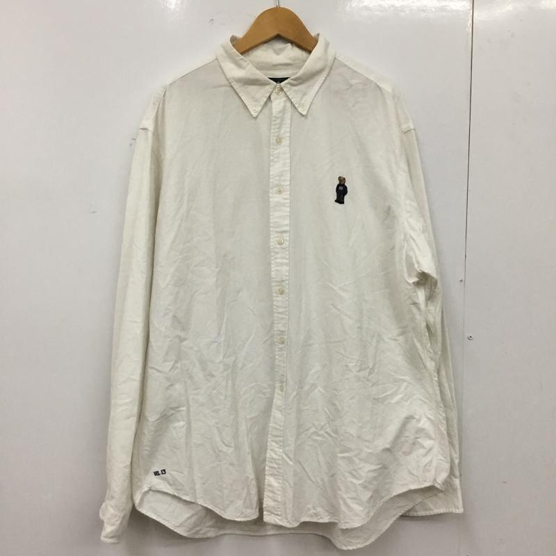 ラルフローレン RALPHLAUREN シャツ、ブラウス 長袖 長袖シャツ カラーシャツ ボタンダウンシャツ XXL ロゴ、文字 白 / ホワイト / white メンズ USED 古着 中古 10160737