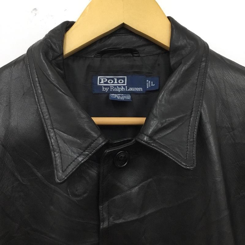 ポロバイラルフローレン Polo by RALPH LAUREN ジャケット、上着 ジャンパー、ブルゾン レザージャケット フロントボタン アウター L 無地 黒 / ブラック / black メンズ USED 古着 中古 10160740