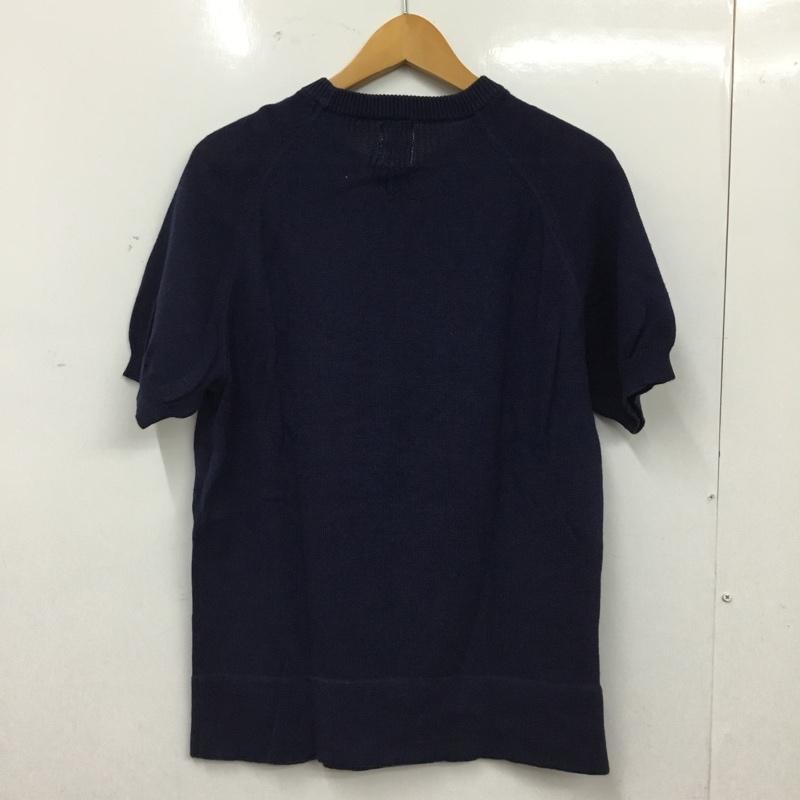 ドゥニーム Denime カットソー 半袖 半袖ニットカットソー クルーネック セーター M 無地 紺 / ネイビー / navy メンズ USED 古着 中古 10160752