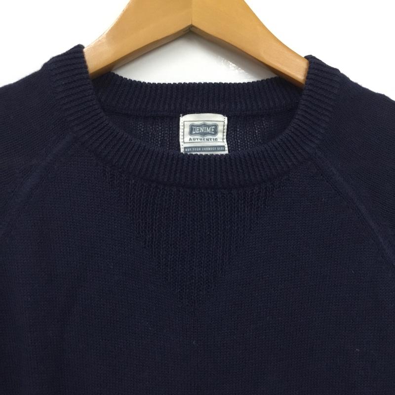 ドゥニーム Denime カットソー 半袖 半袖ニットカットソー クルーネック セーター M 無地 紺 / ネイビー / navy メンズ USED 古着 中古 10160752