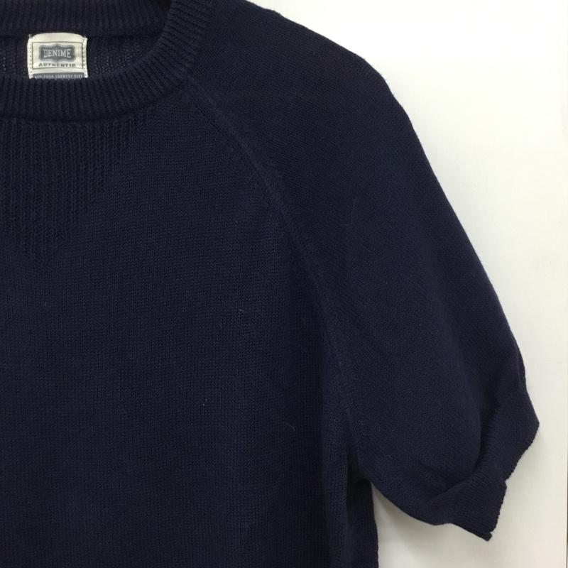 ドゥニーム Denime カットソー 半袖 半袖ニットカットソー クルーネック セーター M 無地 紺 / ネイビー / navy メンズ USED 古着 中古 10160752