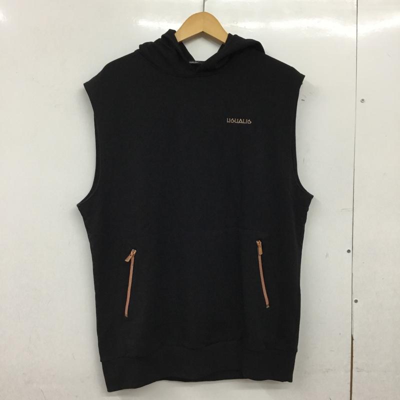 ウザリス USUALIS ベスト ベスト プルオーバー L ロゴ、文字 黒 / ブラック / black メンズ USED 古着 中古 10160766