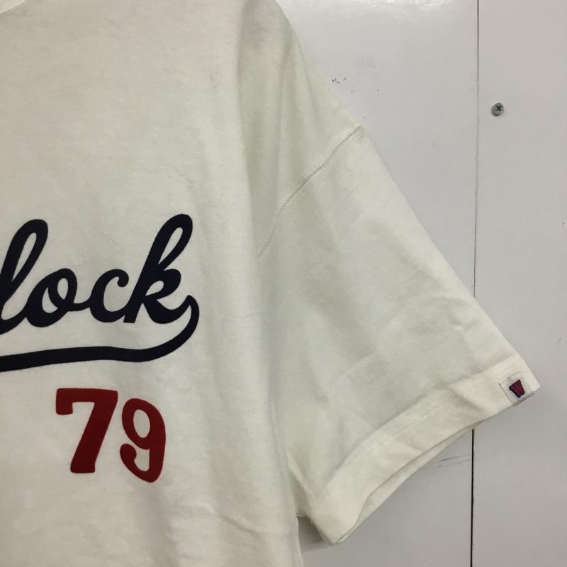 ウッドブロック WOODBLOCK Tシャツ 半袖 半袖カットソー プリントTシャツ クルーネックカットソー L ロゴ、文字 白 / ホワイト / white メンズ USED 古着 中古 10160769