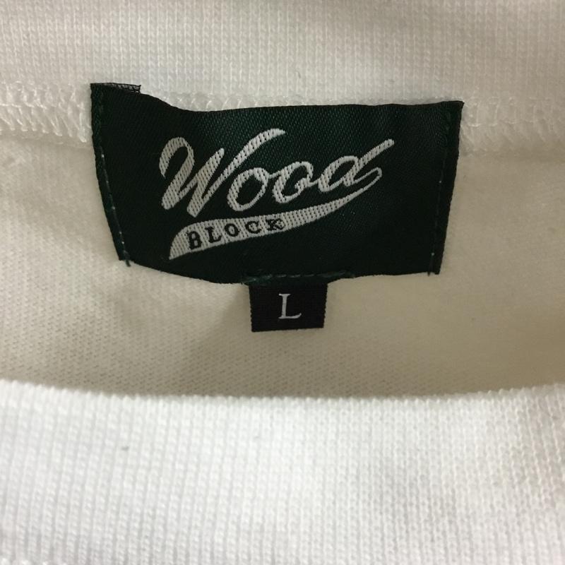 ウッドブロック WOODBLOCK Tシャツ 半袖 半袖カットソー プリントTシャツ クルーネックカットソー L ロゴ、文字 白 / ホワイト / white メンズ USED 古着 中古 10160769